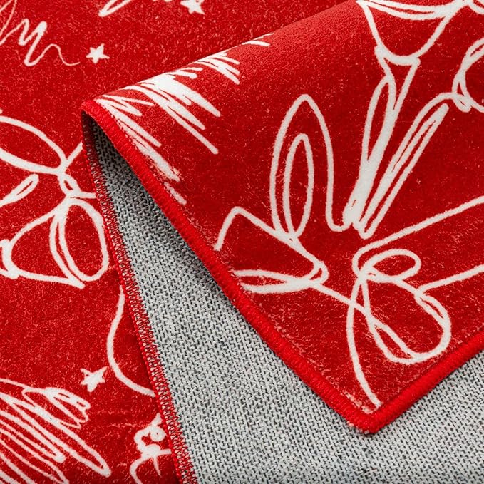 Christmas Red Door Mat 2 x 3 mas Letter Washable Entryway Rug Holiday Decor Kitchen Carpet Non Slip Indoor Mat Decorative Throw Rug for Living Room Bedroom Dining Room Bathroom