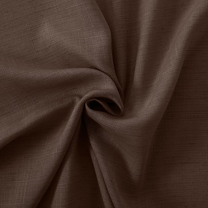 BGment Linen Curtains 90 Inch Length for Living Room, Semi Sheer Brown Long Window Drapes Rustic Textured for Farmhouse Beroom Dining Room Decor Rod Pocket Lightweight, 2 Panels Set, Each 52 Inch Wide