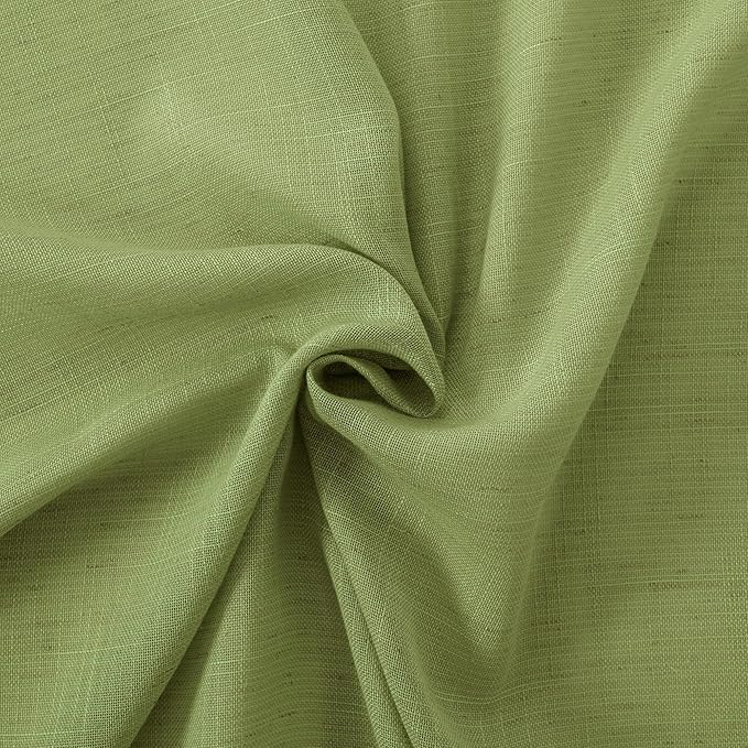 BGment Olive Green Linen Curtains for Living Room 63 Inch Length - Rod Pocket Natural Textured Light Filtering Drapes for Farmhouse Bedroom Lightweight Rustic Decor, 2 Panels Set, 52 X 63 Inch