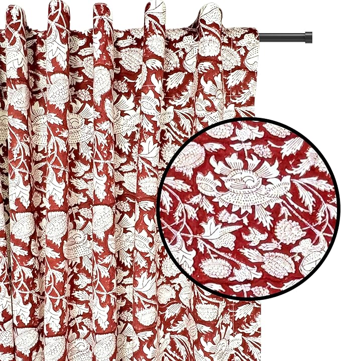 ATOSII Cotton Curtains (Meraki Red, 1 Panel - W 60" X L 108")