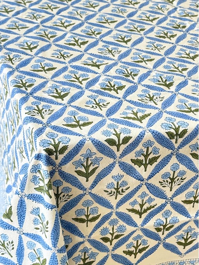 ATOSII Cotton Curtains Netta Blue 60" X 96" Inches