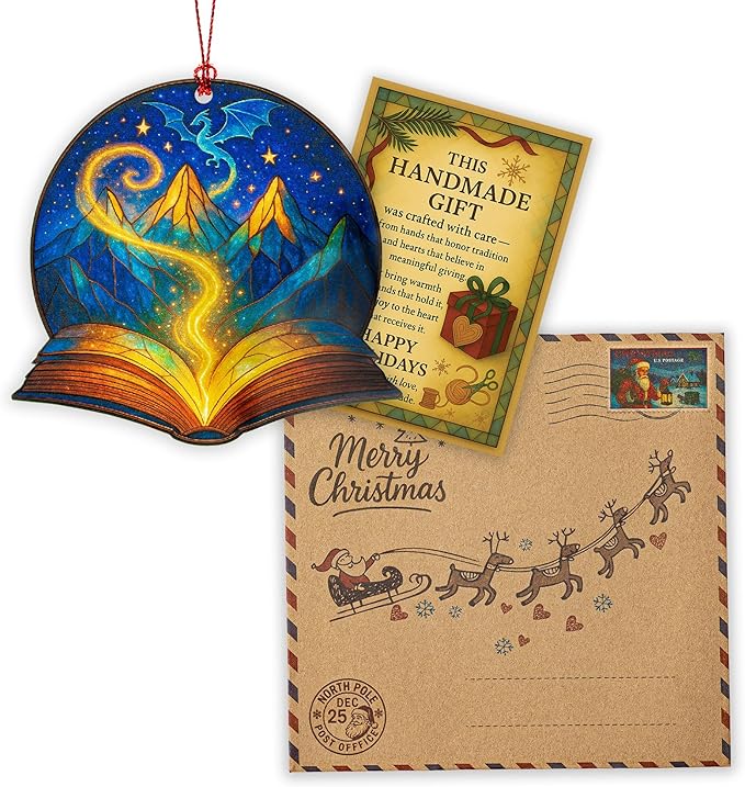 Book Ornament, acotar Gifts for Women, Book Ornaments for Christmas Tree, Book Lover, Acotar Merch, Xmas Ornament 2025, Suncatcher Effect Stained Glass Window Hanging, car Hanging Accessories