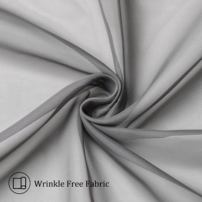 Aiyufeng Elegant Voile 120" Sheer Window Curtains - 2 x 40" W Panels, Bedroom/Living Room Charcoal Grey Color