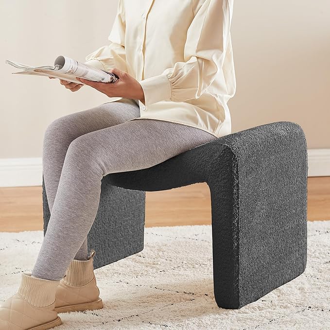 Large Footstool Ottoman, Multi-Functional Modern Foot Stool, Sofa Footrest Extra Seating for Living Room, Entryway, Hallways and Bedrooms, Large, Dark Gray