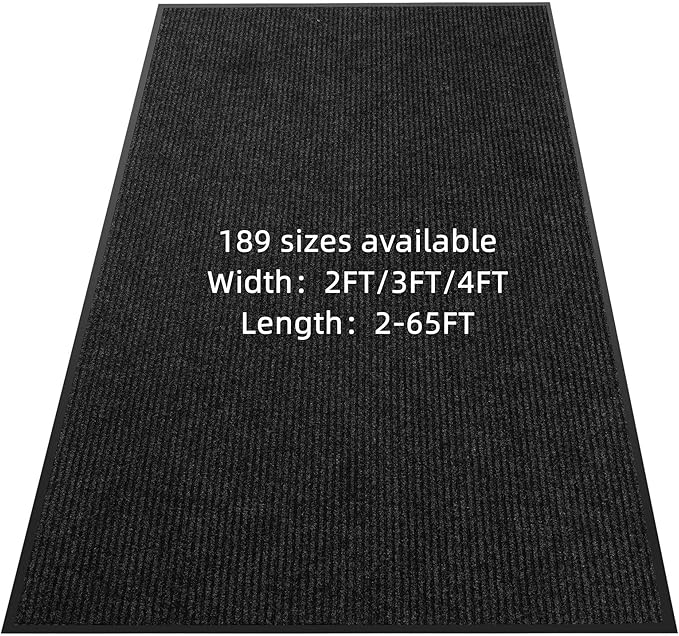 Commercial Front Door Mat 48" x 72" Custom Sizes,Heavy Duty Waterproof All Weather Doormat for Entrance, Rubber Backing Low Profile Indoor Outdoor Mats,Brush Floor Mats for High Traffic Area