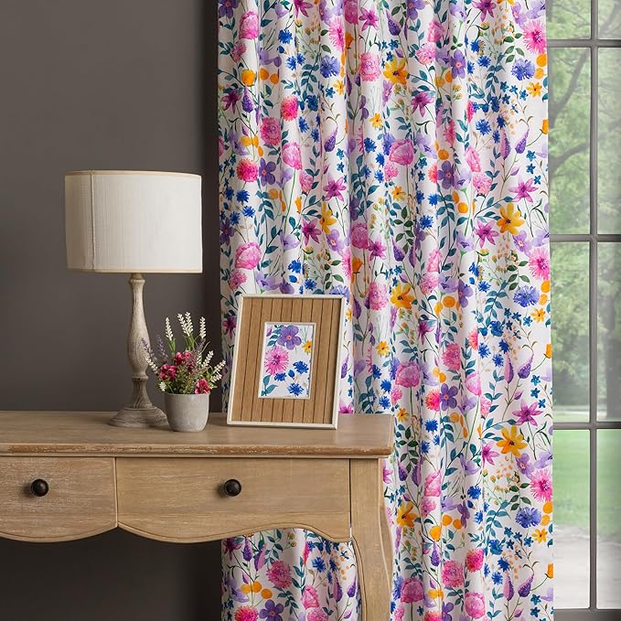 Maison d'Hermine Curtains for Living Room 100% Cotton 124 inch Length One Panel Window Curtains for Bedroom with Loop & Rod Pockets - Maia, 50" W x 124" L
