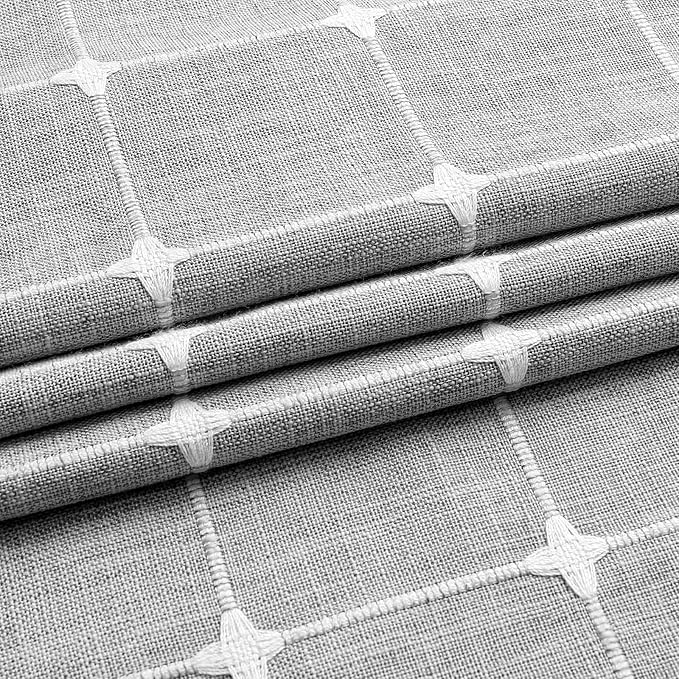 MitoVilla Modern Farmhouse Shower Curtain Set, Grey Boho Shower Curtains for Bathroom Decor, Vintage Rustic Thick Linen Fabric , Country Tassel Cloth, 72 x 72