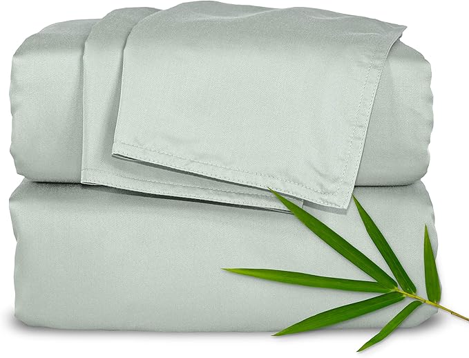 King Sheets by Pure Bamboo, Genuine 100% Organic Viscose Derived from Bamboo Bed Sheet Set, Luxuriously Soft & Cooling, Double Stitching, 2 Year Quality Promise (King, Sea Glass)