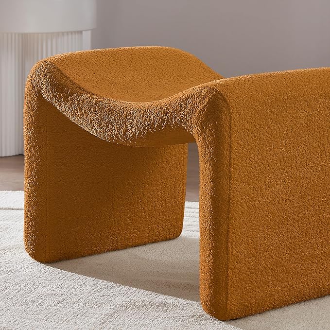 Small Footstool Ottoman, Multi-Functional Modern Foot Stool, Sofa Footrest Extra Seating for Living Room, Entryway, Hallways and Bedrooms, Small, Curry