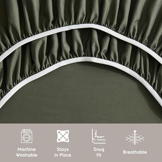 Nestl Extra Deep Queen Sheet Set - 6 Piece Breathable & Cooling Sheets - Hotel Luxury Bedding Set w/18-24 Inch Deep Pockets - Easy & Secure Fit - Super Soft, Wrinkle Free & Comfy - Olive Green