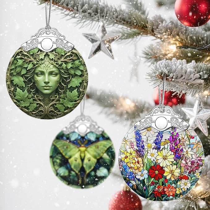 Stained Glass Ornament, Christmas Ornament, Hanging Ornaments for Home Decor & Christmas Tree Ornaments – Exquisite Holiday Decor, Xmas Gifts & Holiday Present - Tree Face
