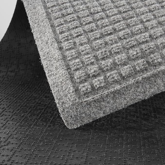 Consolidated Plastics Aquasorb Classic Indoor/Outdoor Entrance Floor Mat with Non-Slip Rubber Backing, Fabric Border, Stain Resistant and Quick Drying Commercial Grade (35" x 116", Gray)