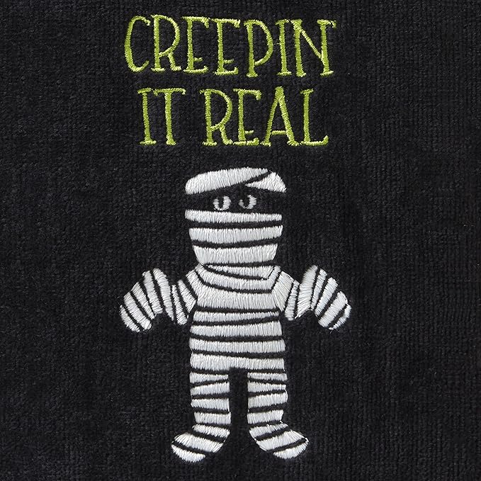 SKL Home Halloween Creepin' Real Glow-in-The-Dark Hand Towel Set for Bath/Kitchen/Bar & Gift, 2 Count