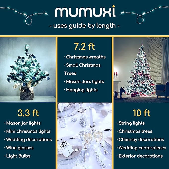 MUMUXI 20 Pack 3.3ft Fairy Lights Battery Operated String Lights, Mini White LED Powered, Waterproof, Silver Wire Firefly Mason Jar for Home, Party, Wedding Decorations, Cool White