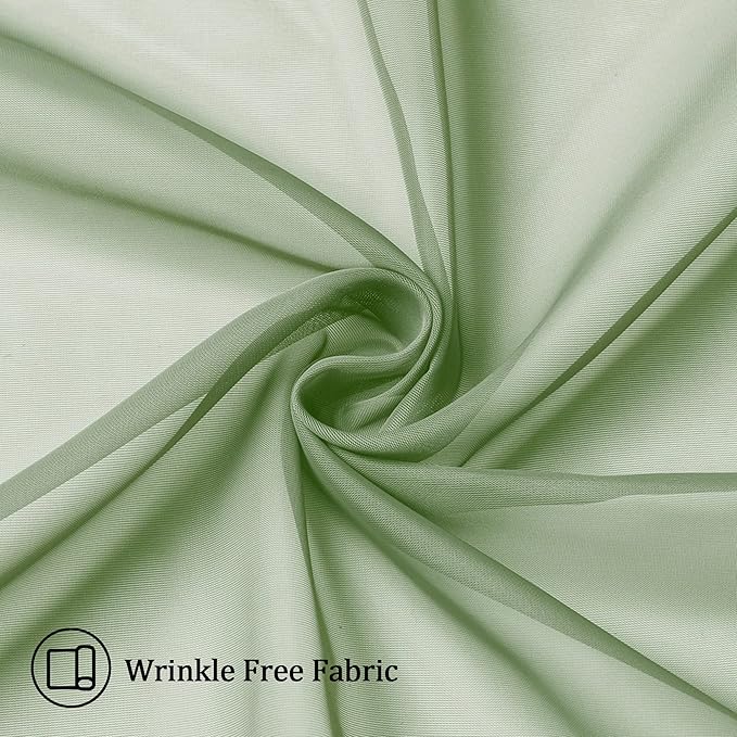 Aiyufeng Sage Green Curtains Sheer - Fresh Semi Sheer Window Covering, Light & Airy Privacy Sheer Panels for Bedroom Living Room Patio Glass Door, 40 inch Width x 54 inch Length, Set of 2