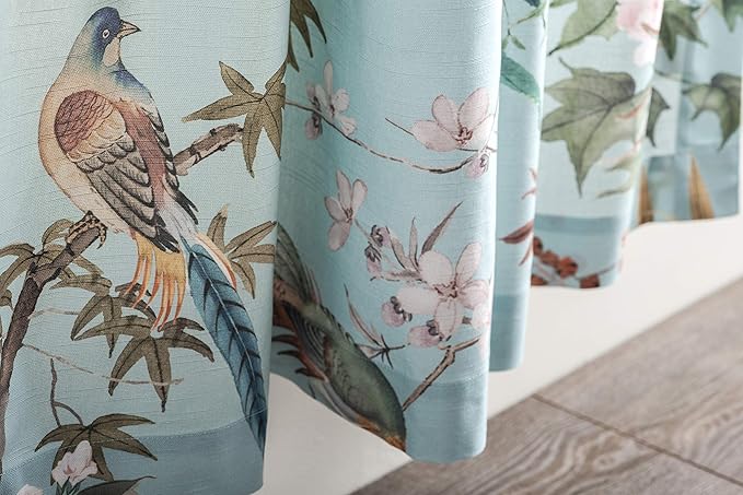 Maison d' Hermine Curtains for Living Room 100% Cotton 108 inch Length Two Panels Light Filtering Curtains for Bedroom Windows with Rod and Loop Pockets Drapes (Hokuzai Blue, 50" W x 108" L)