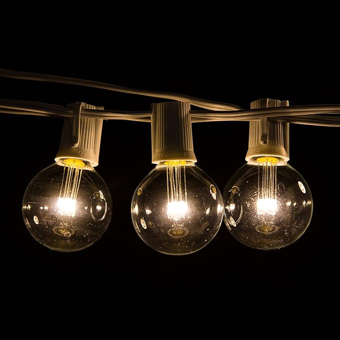 Hometown Evolution, Inc. 10 Foot Outdoor Globe String Lights (10 Foot, LED G40 Clear - White Wire - 1.6" .6 Watt Bulbs)