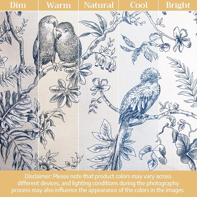 Maison d' Hermine Curtains for Living Room 100% Cotton 96 inch Length One Panel Light Filtering Toile Curtains for Bedroom Windows with Rod and Loop Pockets Drapes (Jouy Paradise Blue, 50" W x 96" L)