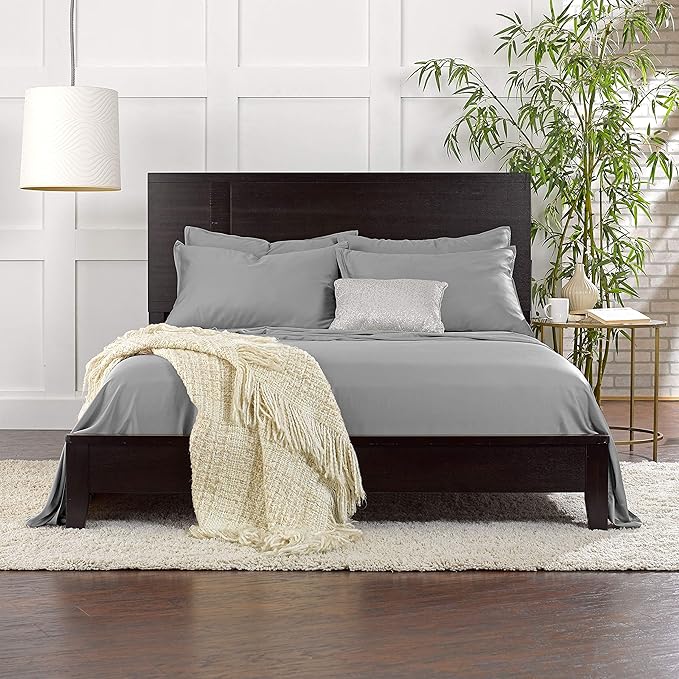 Twin XL Sheets by Pure Bamboo, Genuine 100% Organic Viscose Derived from Bamboo Bed Sheet Set, Luxuriously Soft & Cooling, Double Stitching, Lifetime Quality Promise (Twin XL, Stone Grey)