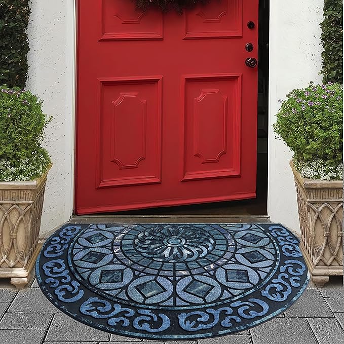 ubdyo Warm Stylish Front Door Mat - Low Pile Front Door Mat Outside Entrance - Muddy Dirt Trapping Welcome Matt Outdoor - Rubber Backing Anti Slip Indoor Doormat Entrance - Large 23" 'x 36"