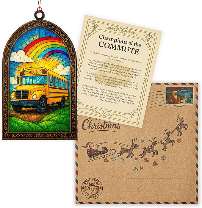 Bus Driver Gifts, Bus Driver Appreciation Gifts, School Bus Ornament, Retirement Gift for School Bus, Christmas Ornament 2025, Suncatcher Effect Stained Glass Window Hanging