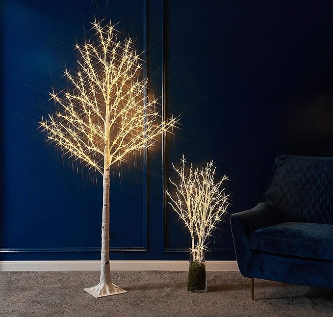 LITBLOOM Lighted White Birch Twig Branches 30IN 150 LED Plug in with Timer and Dimmer, Artificial Tree Branch with Lights for Indoor Outdoor Home Christmas Room Decoration