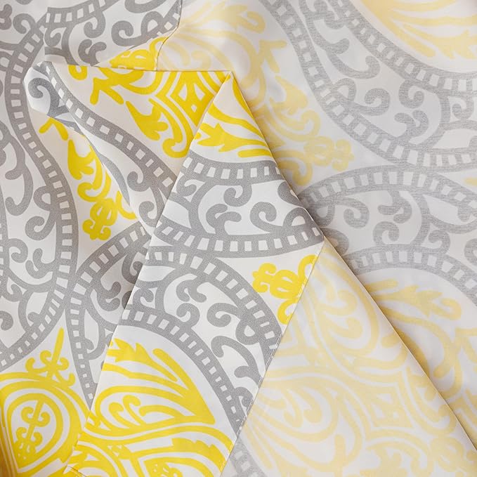 Twin Size Bed Sheets Set Deep Pockets - 6PC Floral Ultra Soft Microfiber Bed Sheets - Easy to Clean, 90 Thread Count Sheets with Fitted Sheet, Flat Sheet & Pillowcases (Grey/Yellow Medallion)
