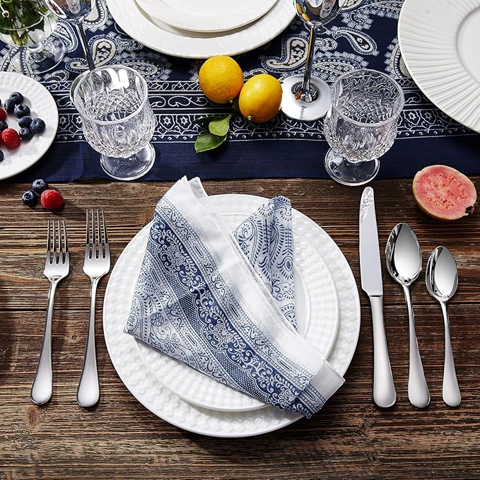 KEAWELL Premium Verona 45-Piece Silverware Set for 8 – Heavy Duty 18/10 Stainless Steel, Brilliant Mirror Finish, Smooth Edges, Dishwasher Safe (45, Silver)