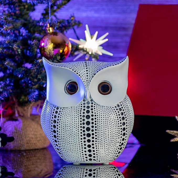 Ornativity White Owl Statue Figurine - Animal Sculpture Home Decoration Figure for Bedroom Living Room Kitchen Office Bathroom House Decor Figurines 6"