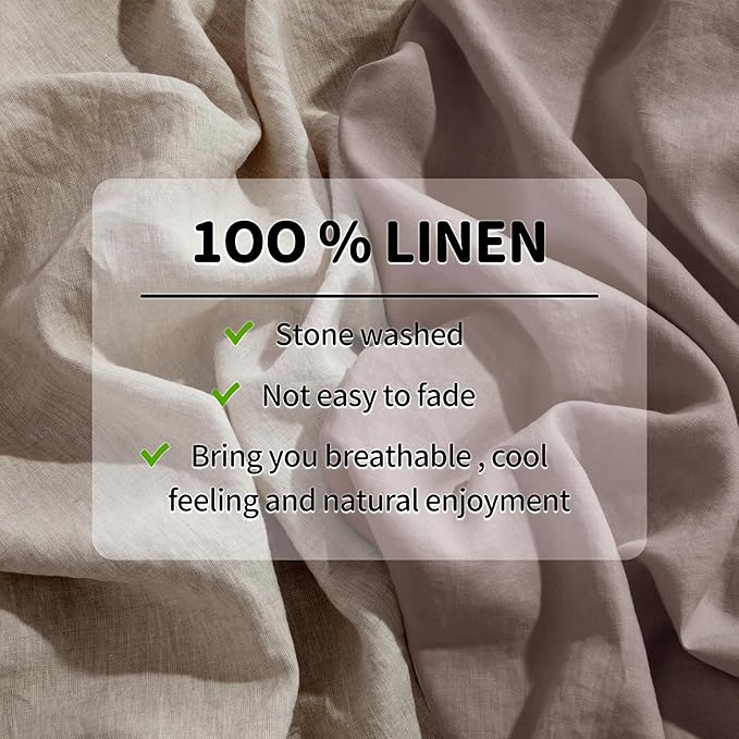 LBRO2M 100% Linen Sheet Set 16" Deep Pocket Full Size,Bed Sheets 4 Piece Sets,Solid Color Natural Flax Bed Sheets Soft Breathable Bedding, All Season (Full, Mauve Desert)