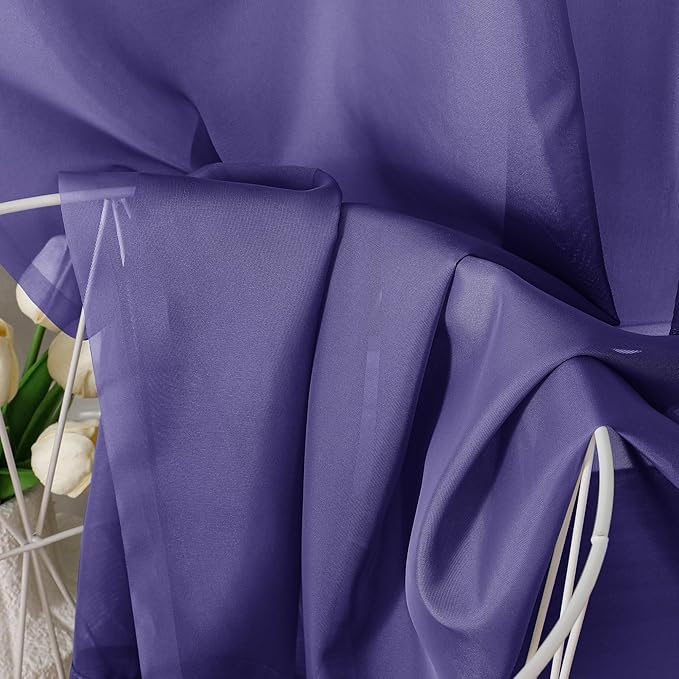 Aiyufeng Purple Sheer Curtains 72 Inch Length 2 Panels Set, Light Filtering Airy Rod Pocket Purple Window Curtain Treatment Drapes for Kitchen Bedroom Living, Each 42Wx72L Inches