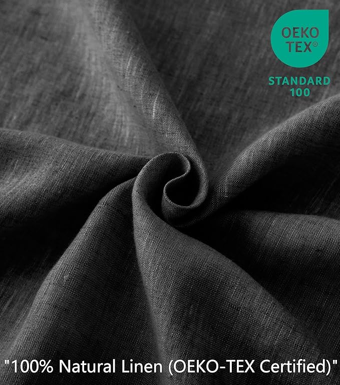 Talasily 100% French Pure Linen Sheets Set Twin Size,Oeko-TEX Certified Bedding, All-Season Breathable for Hot Sleepers,16 Inch Deep Pocket Machine Washable 3-Piece (Dark Grey)