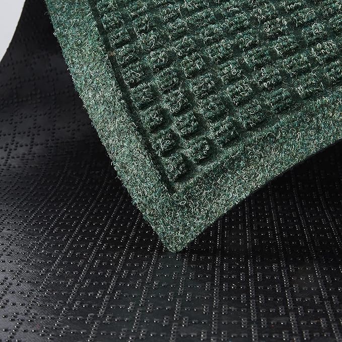 Consolidated Plastics Aquasorb Classic Indoor/Outdoor Entrance Floor Mat with Non-Slip Rubber Backing, Fabric Border, Stain Resistant and Quick Drying Commercial Grade (35" x 116", Evergreen)