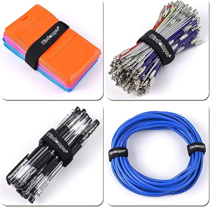 20 Pack (8 12 18 24 Inches) Hook and Loop Reusable Fastening Cable Tie Down Straps by Wisdompro - Reusable, Durable Functional Ties to Keep Your Home, Office, Workspace from Tangled Messes of Cords