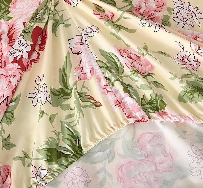Queen Size Bed Sheets Set Deep Pockets - 6PC Floral Ultra Soft Microfiber Bed Sheets - Easy to Clean, 90 Thread Count Sheets with Fitted Sheet, Flat Sheet & Pillowcases (Rose Floral)