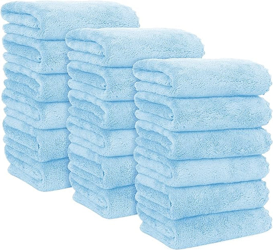 MOONQUEEN 18 Pack Premium Hand Towels - Quick Drying - Microfiber Coral Velvet Highly Absorbent Towels - Multipurpose Use as Hotel, Bathroom, Shower, Spa, Hand Towel 16 x 28 inches (Aquamarine)