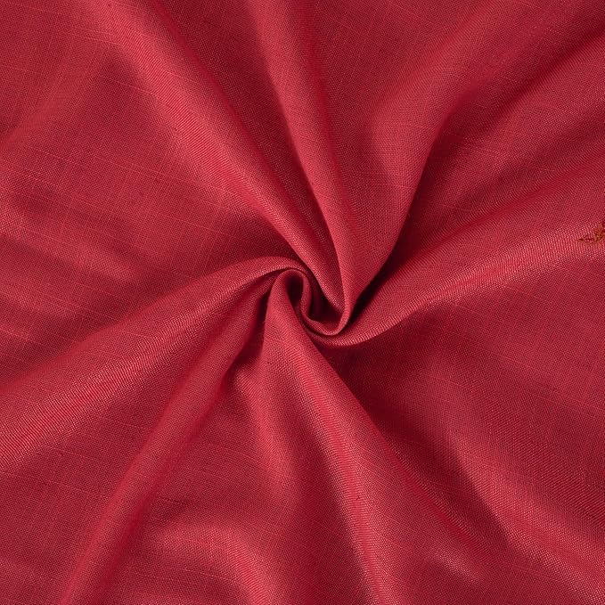 BGment Long Linen Semi Sheer Curtains 102 Inch Length for Living Room, Red Lightweight Window Drapes for Bedroom Christmas Decor with Rod Pocket Rustic Textured, 2 Panels Set, Each 52 Inch Wide