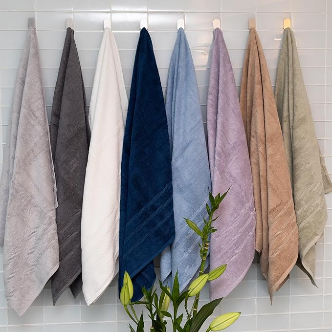 Mosobam Luxury Turkish 14pc Deluxe Bath Bundle Body Hand Face Towel and Mat Charcoal Gray (Dark Grey) 700 GSM & 1000 GSM Bamboo Viscose & Aegean Turkish Combed Cotton