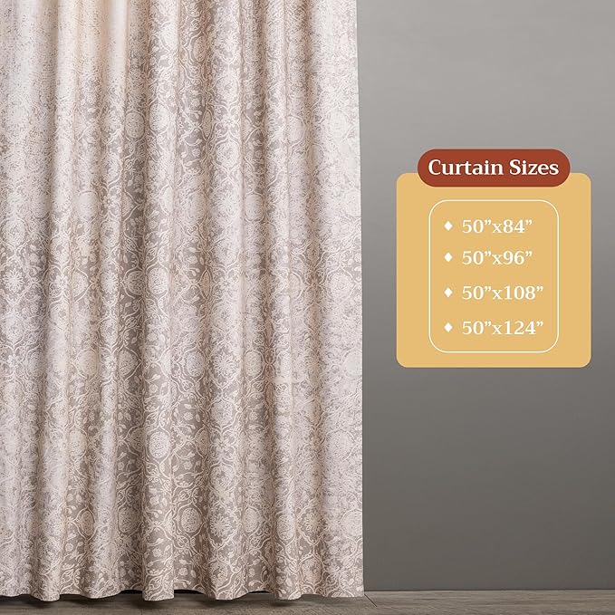 Maison d'Hermine Curtains for Living Room 100% Cotton 96 inch Length One Panel Window Curtains for Bedroom with Loop & Rod Pockets - Imperfection - Fog, 50" W x 96" L