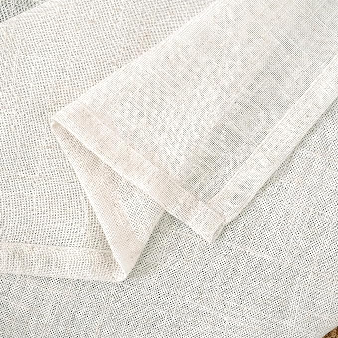 LAMIT 95 Inches Long Cream Linen Curtains for Living Room, Back Tab and Rod Pocket Linen Textured Curtains Light Filtering Boho Drapes for Bedroom/Dining Room, Set of 2, 52 x 95 Inch
