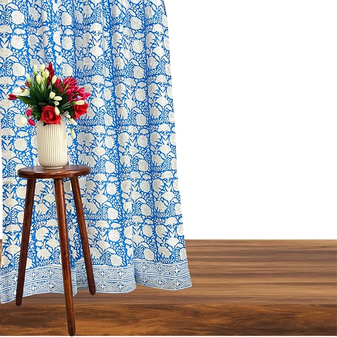 ATOSII Cotton Curtains (Azora Blue, 1 Panel - W 60" X L 108")