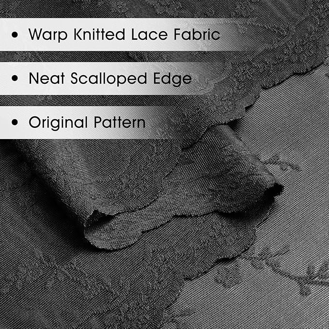 Black Lace Curtains 84 Inches Long, Vintage Floral Light Filtering Sheer Halloween Curtains for Living Room & Bedroom, Rod Pocket, 2 Panels Set, Branch Pattern (Black, 52" W x 84" L)