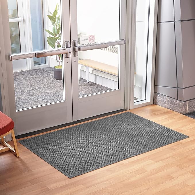 Consolidated Plastics Aquasorb Classic Indoor/Outdoor Entrance Floor Mat with Non-Slip Rubber Backing, Fabric Border, Stain Resistant and Quick Drying Commercial Grade (35" x 45", Gray)
