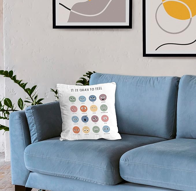 Nogrit Counseling Office Must Haves Pillow Cover, Calming Corner, Mental Health Pillowcase Decor for Home Kids,Mental Health Counselor Gifts, Calming Corner Pillow Covers 24x24 White