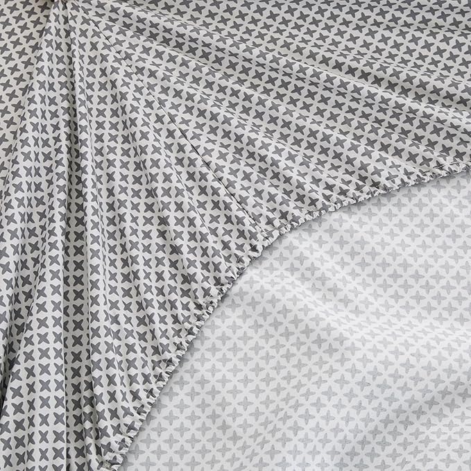 Twin Size Bed Sheets Set Deep Pockets - 6PC Geometric Print Ultra Soft Microfiber Bed Sheets - Easy to Clean, 90 Thread Count Sheets with Fitted Sheet, Flat Sheet & Pillowcases (Grey Diamond)