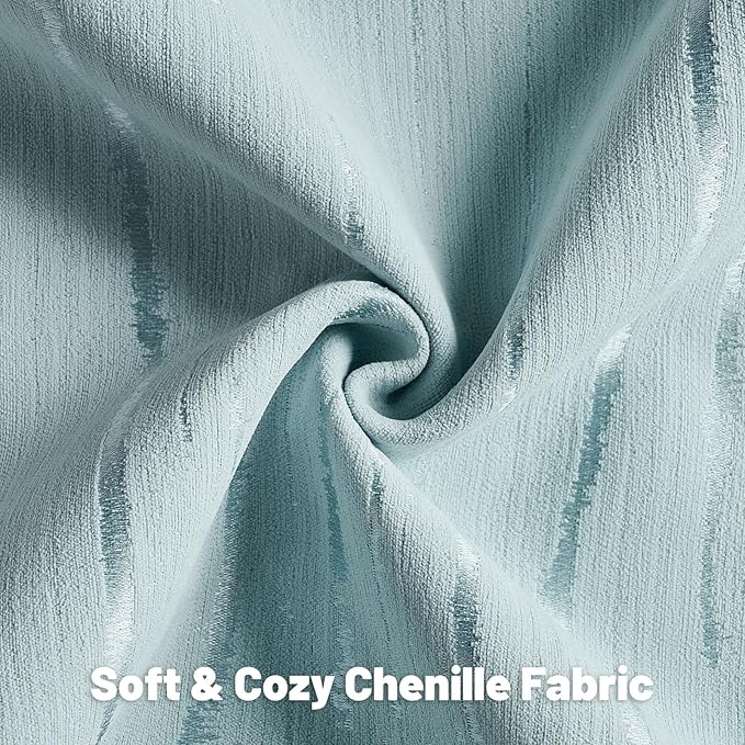 FUTEI Light Blue Chenille Decorative Throw Pillow Covers 24x24 Inch Set of 2,Soft Embossed Striped Textured European Cushion Case,Modern Home Decor for Couch Bed Living Room