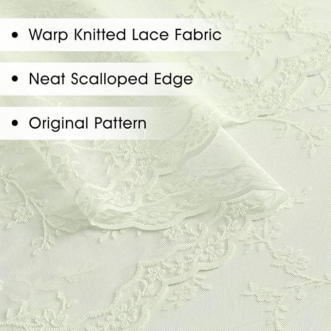 Sheer Lace Curtains 84 Inches Long, Vintage Floral Light Filtering Sage Green Lace Curtains for Living Room & Bedroom, Rod Pocket, 2 Panels Set, Branch Pattern (Sage Green, 52" W x 84" L)