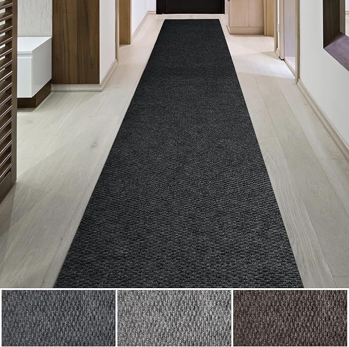 iCustomRug Mudroom Mat – 4x8ft Black, Indoor/Outdoor, Non-Slip Rubber Backing, Low-Profile All-Weather Carpet, Non-Shedding & Easy Care, Entryway Mat Ideal for High Traffic Areas