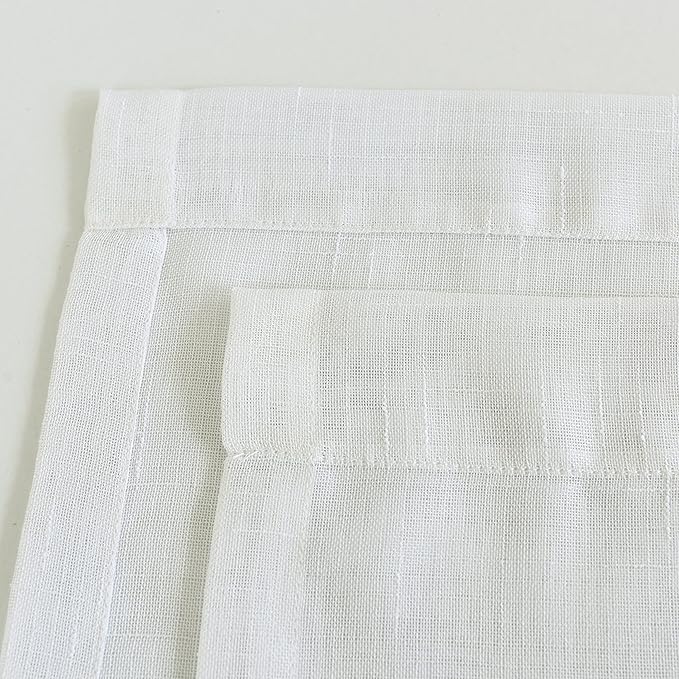 Randall Off White Linen Sheer Curtain Panel 72" Long Open Weave Faux Linen Window Treament Drape for Bedroom Farmhouse, Elegant Nickel Grommet Top, Sets of 2, 54x72 Inch