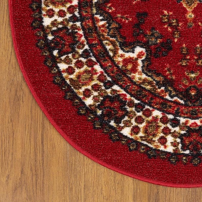 Antep Rugs Alfombras Oriental Traditional 2x5 Non-Skid (Non-Slip) Low Profile Pile Rubber Backing Kitchen Area Rugs (Maroon, 2' x 5' Oval)